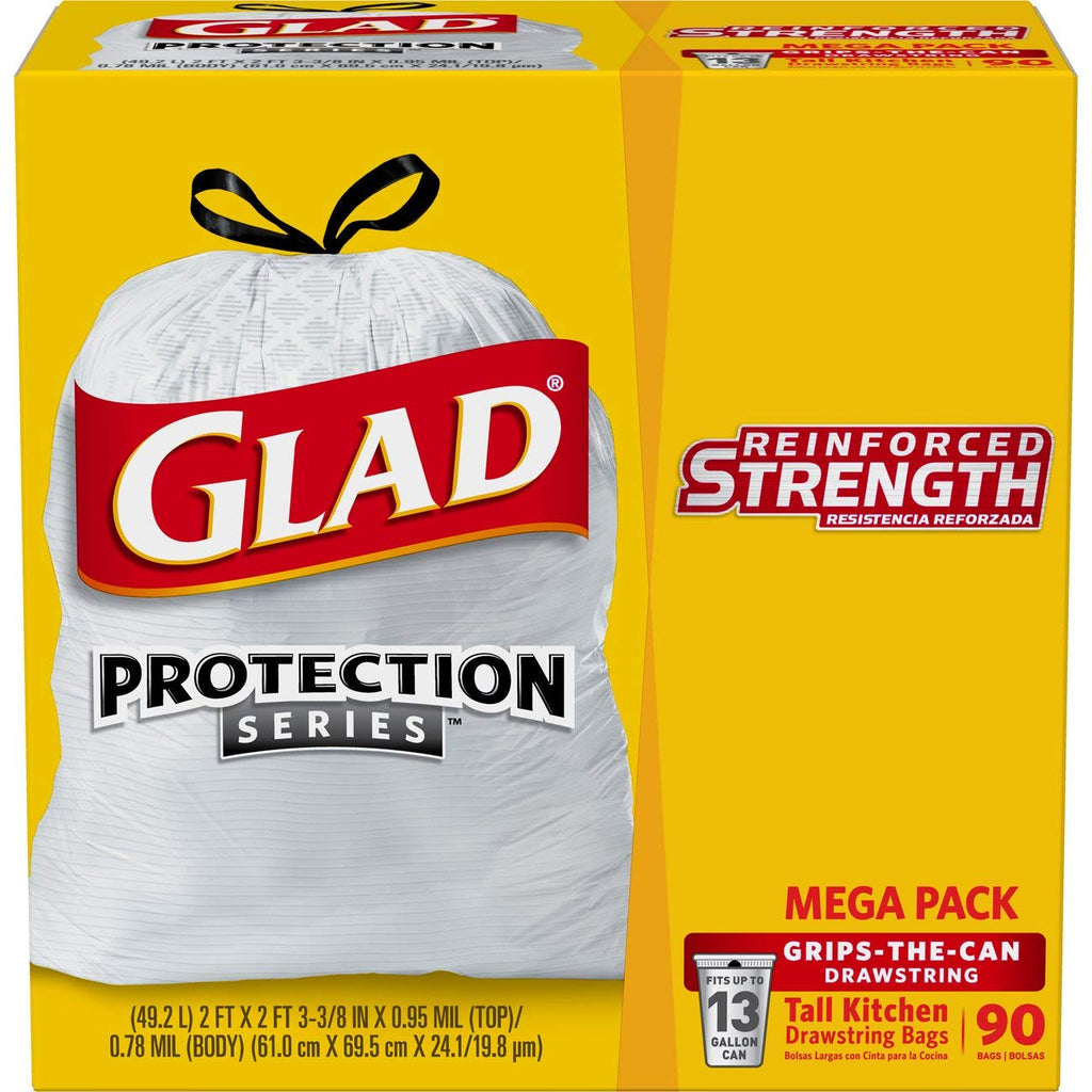 Glad Tall Kitchen Drawstring Trash Bag - 13 Gallon, 90 Count