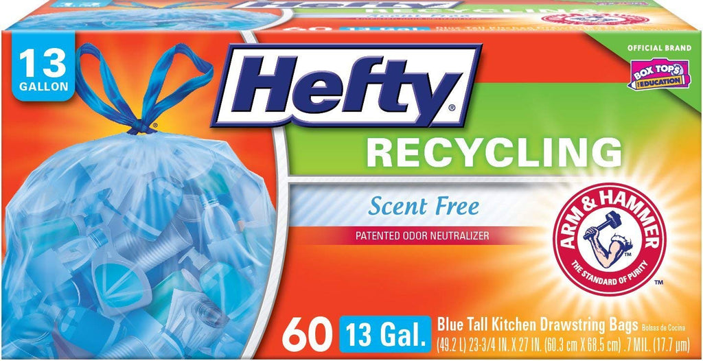 Hefty Trash Bags for the Recycling Bin - Blue, 13 Gallon, 60 Count