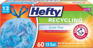 Hefty Trash Bags for the Recycling Bin - Blue, 13 Gallon, 60 Count