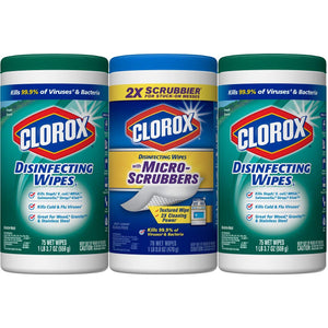 Clorox Disinfecting Wipes Plus with Micro-Scrubbers Value Pack - Bleach Free Cleaning Wipes, 220 Count Each (Pack of 3)