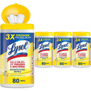 Lysol Disinfecting Wipes, Lemon &amp; Lime Blossom, 320ct (4X80ct),Packaging May Vary