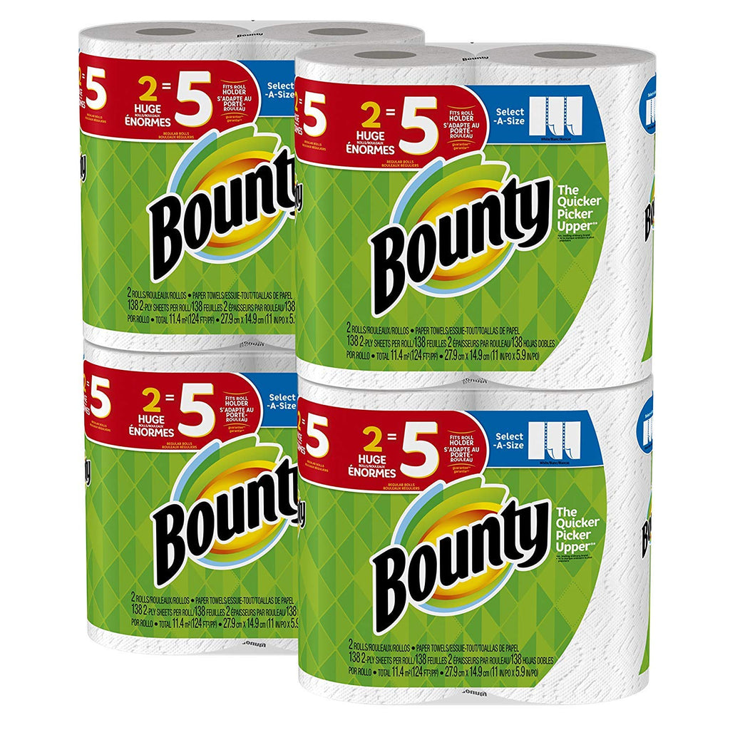 Bounty Select-a-Size Paper Towels, White, 8 Huge Rolls = 20 Regular Rolls